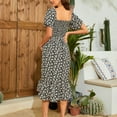 thumbnail image 4 of MEZZALL Robe Femme Florale à Encolure Carrée Robes Midi Robe de Maternité Enceinte Décontractée Robe Trapèze Longue Fluide à Smocks Robe Confortable Tenue Quotidienne TG, 4 of 5