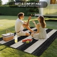 thumbnail image 4 of Black White Striped Outdoor Rug for Patio/Deck/Porch, Non-Slip Large Area Rug 5 x 8 Ft, Farmhouse Vintage Shabby Chic Wood Grain Indoor Outdoor Rugs Washable Area Rugs, Camping Rug Carpet Runner, 4 of 8