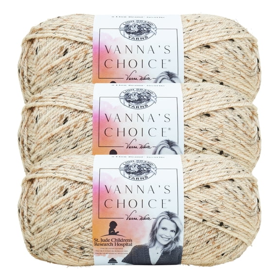 Lion Brand Yarn Vanna's Choice Oatmeal Medium Acrylic Yarn 3 Pack