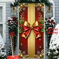 thumbnail image 6 of Virelaxpo Red and Gold Christmas Door Curtain with Bow and Snowflake Patterns, Printed Santa Design for Indoor Outdoor Festive Front Door Decor, 6 of 7