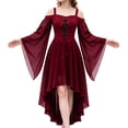 thumbnail image 2 of Women Witch Dress Halloween Costumes Woman 2026 Renaissance Medieval Vampire Butterfly Sleeve Mesh Gothic Outfit Wine 2XL, 2 of 7
