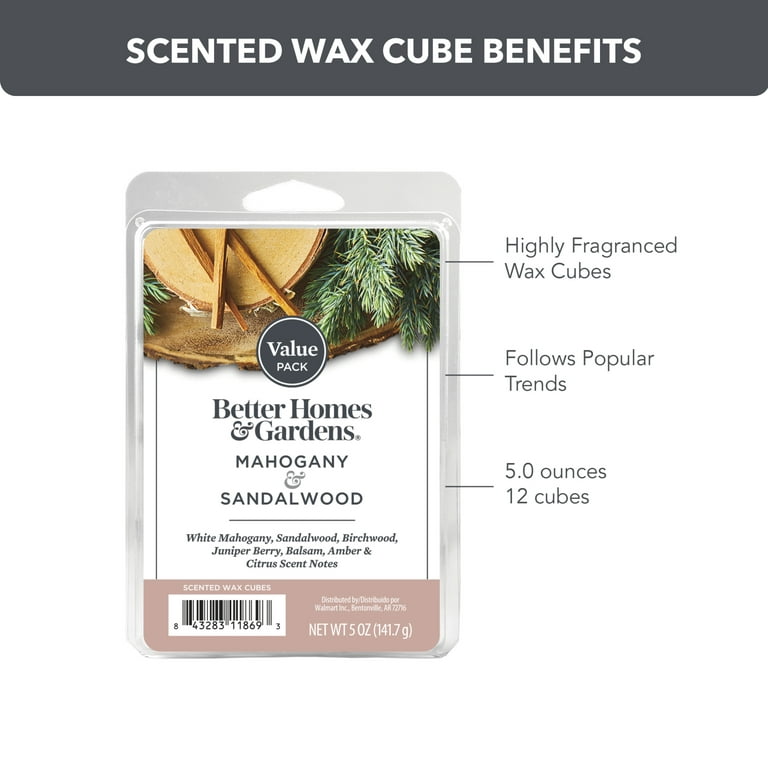 Mahogany & Sandalwood Scented Wax Melts, Better Homes & Gardens, 5 oz  (Value Size) 