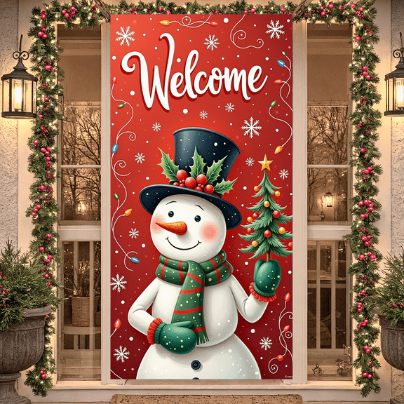 Traditional Christmas Banner Santa Claus Red Outfit Decorative Design for Holiday Party Indoor Event Christmas Decoration