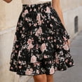 thumbnail image 2 of Skirts for Women Floral Chiffon A Line Ruffle Hem Flowy Mini Skirt (Black S), 2 of 8
