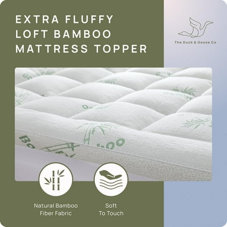 Cooling Mattress Topper Queen Size | Plush Bamboo Viscose Pad for Back Pain Relief, 8-21 Inch Deep Pocket, Hotel Quality Soft Sleep