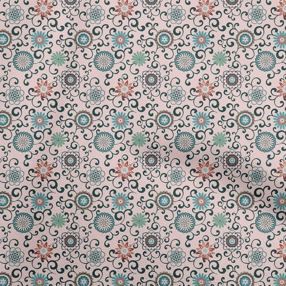 oneOone Viscose Chiffon Light Pink Fabric Asian Suzani Quilting Supplies Print Sewing Fabric By The Yard 42 Inch Wide