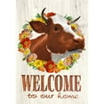 thumbnail image 2 of America Forever Welcome to Our Home Summer Garden Flag 12.5 x 18 inches Floral Wreath Happy Cow Farm Animal Double Sided Seasonal Yard Outdoor Decorative Rustic Cow Flower Garden Flag, 2 of 5