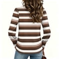 thumbnail image 5 of Stralyhd Striped Tops for Women Button Cuff Long Sleeve Crewneck Fitted Business Casual Pullover Blouses Loose Fall Fashion Outfits White L, 5 of 5