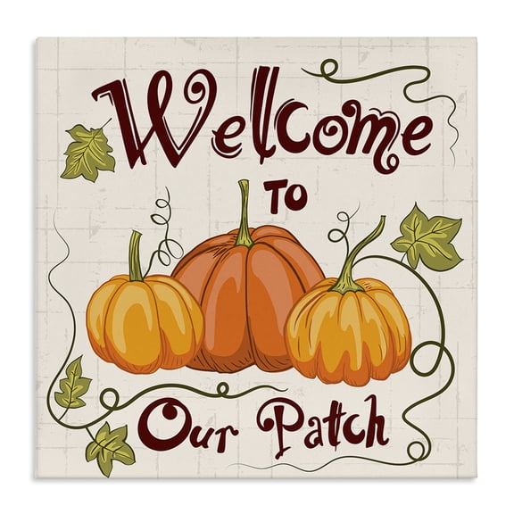 Stupell Industries Rustic Lodge Pumpkin Patch Welcome Canvas Art, 24 x 24, by Diane Labombarbe