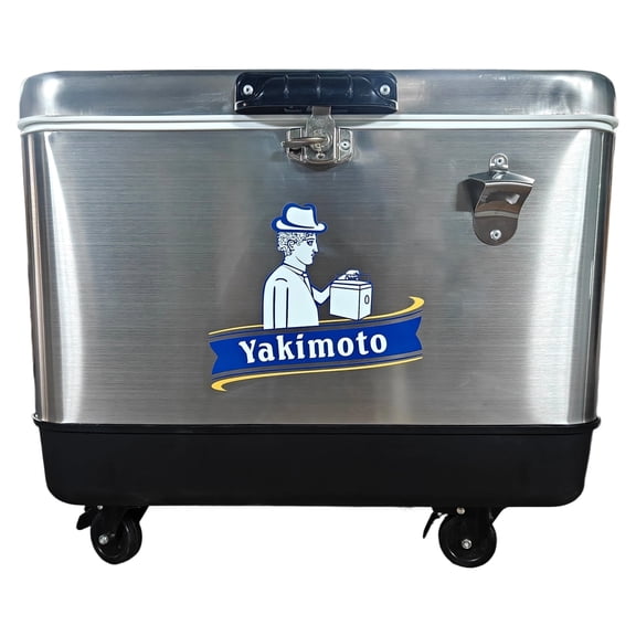 Yakimoto 54 Quart Rolling Coolers with Wheels, Stainless Steel