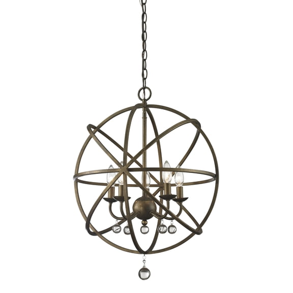 Z-Lite Acadia 5 Light Pendant in Golden Bronze and Clear Crystal