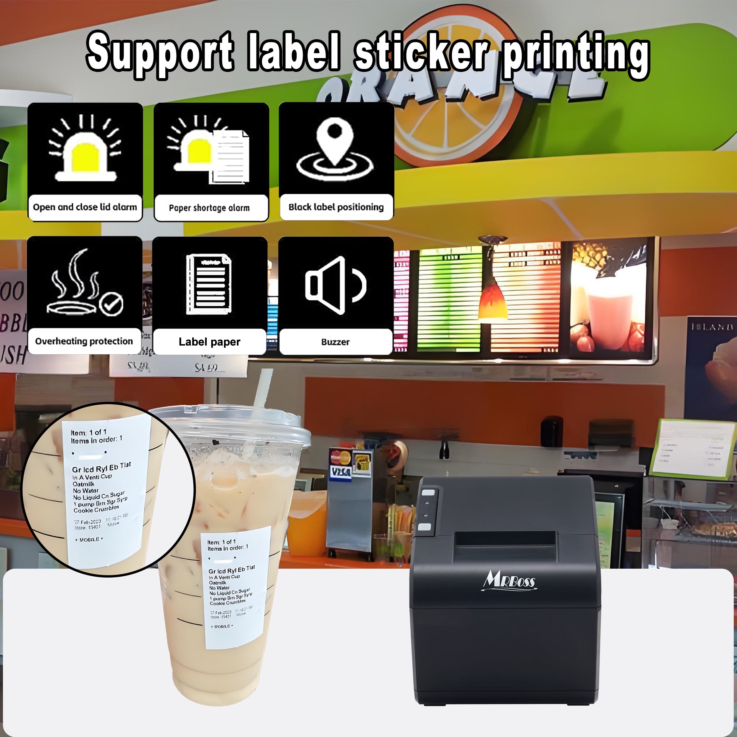 2" Bluetooth Thermal Label Printer Coffee stickers, price tags,Address, Logo, Clothing, Sticker Printer for Phones & PC