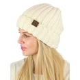 thumbnail image 4 of C.C Unisex Chenille Soft Warm Stretchy Thick Cuffed Knit Beanie Cap Hat-Ivory, 4 of 4