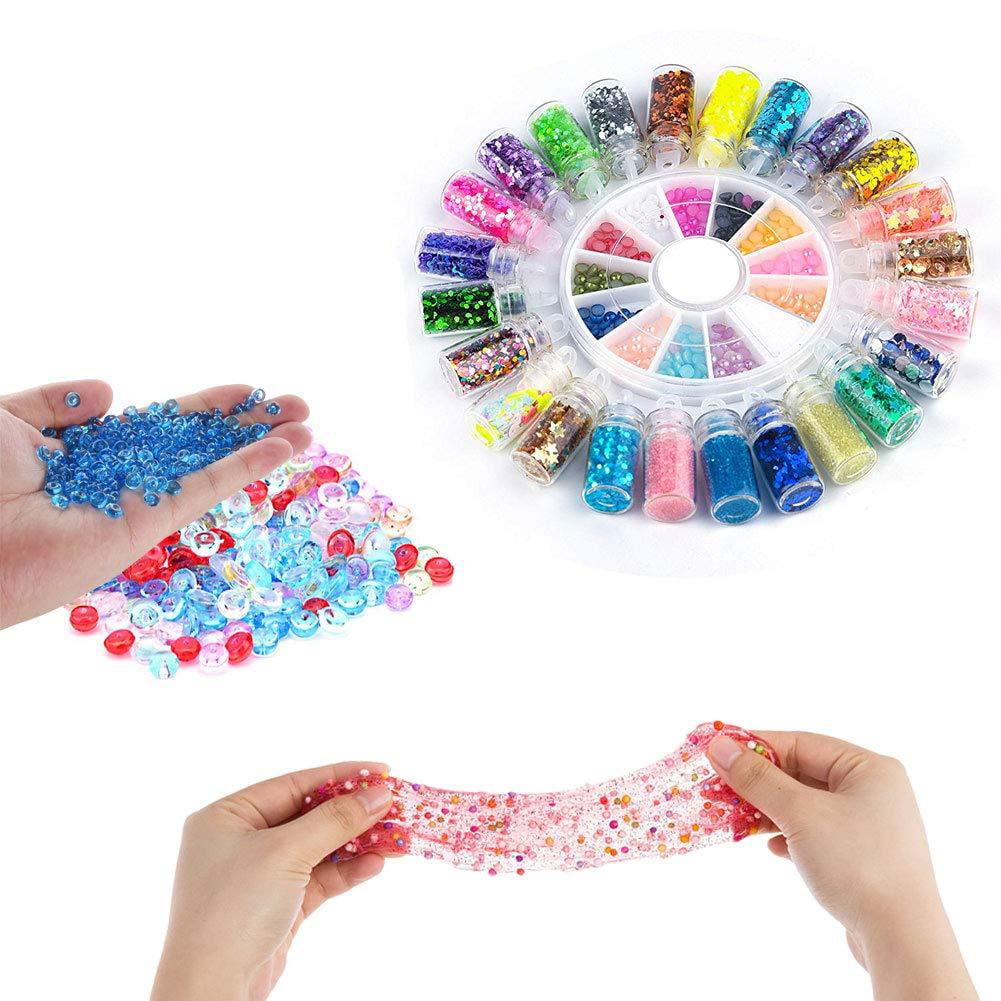 Include Color Clays Glitter Sheet Various DIY Tools and Materials Party Favors Crystal Slime Art Crafts 100 pcs Supplies Kit HOOJO DIY Slime Toy Kit for Girsl Age 8-12 