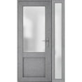 thumbnail image 4 of Front Exterior Prehung Metal-Plastic Door Frosted Glass / Manux 8422 Grey Ash / Side Window / Office Commercial and Residential Doors Entrance Patio Garage 52" x 80" Left-hand Inswing, 4 of 8
