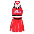 thumbnail image 4 of Alvivi Kids Girls Ceerleading Costume Halter Neck  Crop Top Pleated Skirt Outfits 2Pcs 6-16, 4 of 5