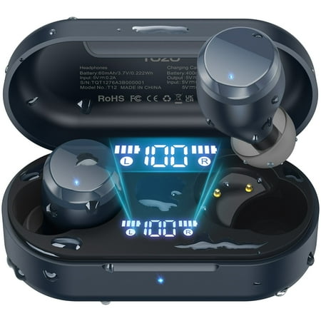 TOZO T12 Wireless Bluetooth Earbuds Bluetooth Headphones 55H ENC Noise Cancelling Mic Premium Stereo Bass Wireless Charge IPX8 Waterproof App-32EQ LED Power Display Blue - image 8