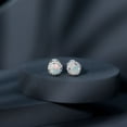 thumbnail image 4 of Rosec Jewels Round Shape Ethiopian Opal Stud Earrings with Moissanite Halo (AAA Quality), 925 Sterling Silver, 4 of 8