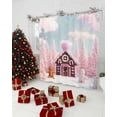 thumbnail image 5 of Pink Christmas Shower Curtain, Xmas Farmhouse Tree Blue Sky Snowflake Waterproof Fabric Shower Curtains with 12 Hooks, Bathroom Curtain Set for Bathroom Accessories Decor, 66 x 72 Inches, 5 of 9