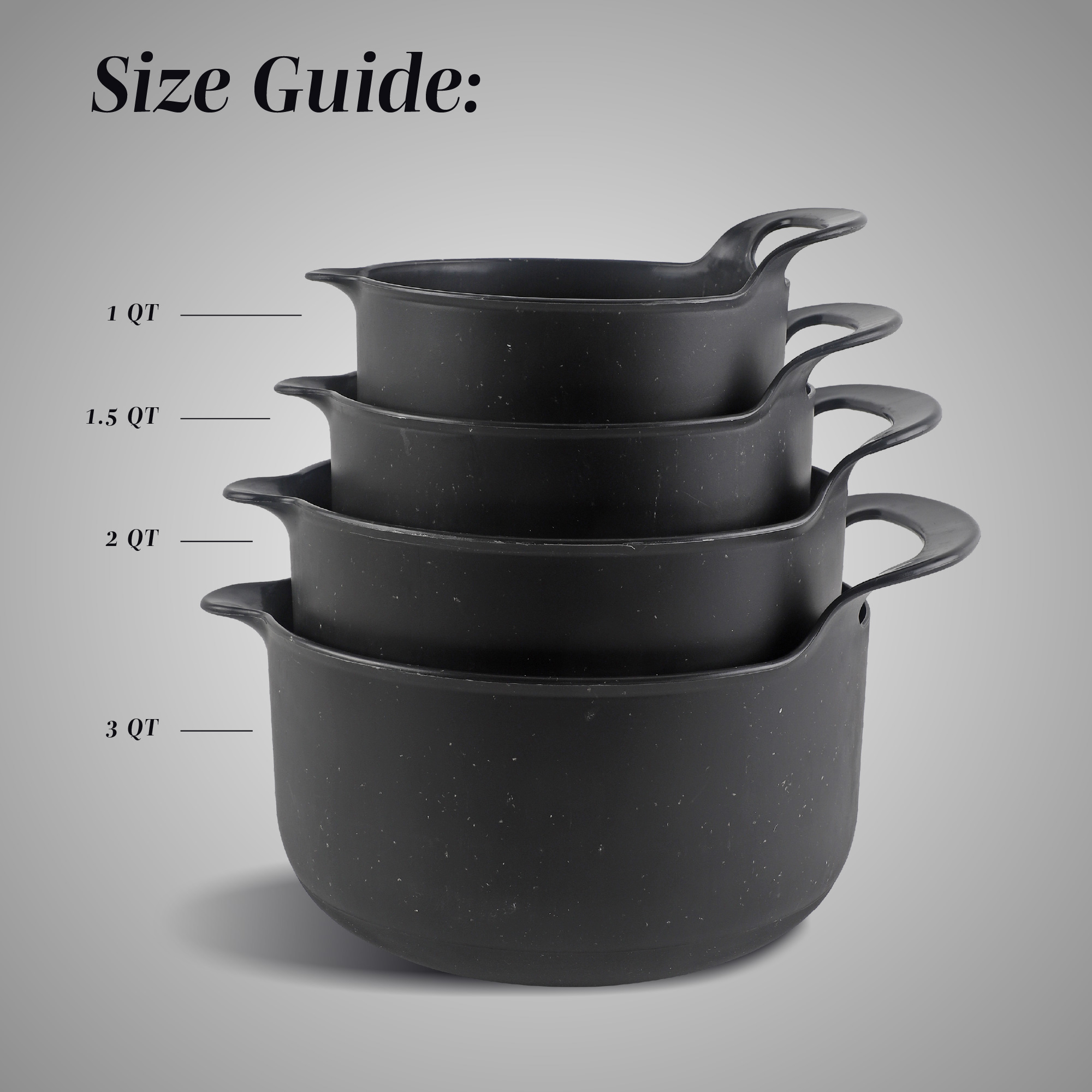 Cook With Color 4-Piece Black Speckled Mixing Bowl Set photo 2