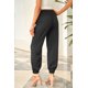 thumbnail image 1 of ABPHQTO Pantalones casuales sin cordones con cintura elástica y cordón negro para mujer con bolsillos, 1 of 5