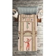 thumbnail image 2 of Ambesonne Vintage Quilted Coverlet 2 Pcs, Circus Acrobats Gymnast, Twin Size, Pink Beige, 2 of 2