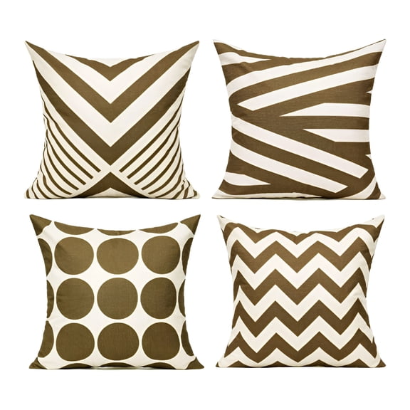 AUQ 2026 New Brown Outdoor Throw Pillow Covers 18X18 Set of 4 Boho Decorative Home Porch Decor Cushion Cases for Patio Furniture Chair Couch Sofa Living Room,Geometric Coffee Chocolate