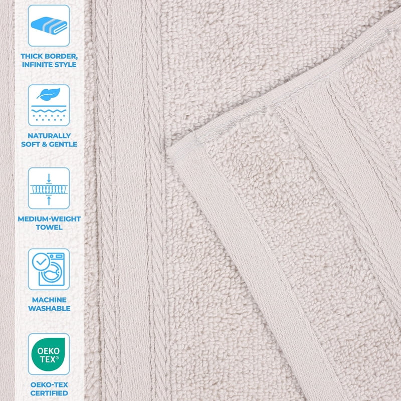 Superior Belmont 8 Piece Zero Twist Towel Set, Ultra Soft Cotton Towels, Silver