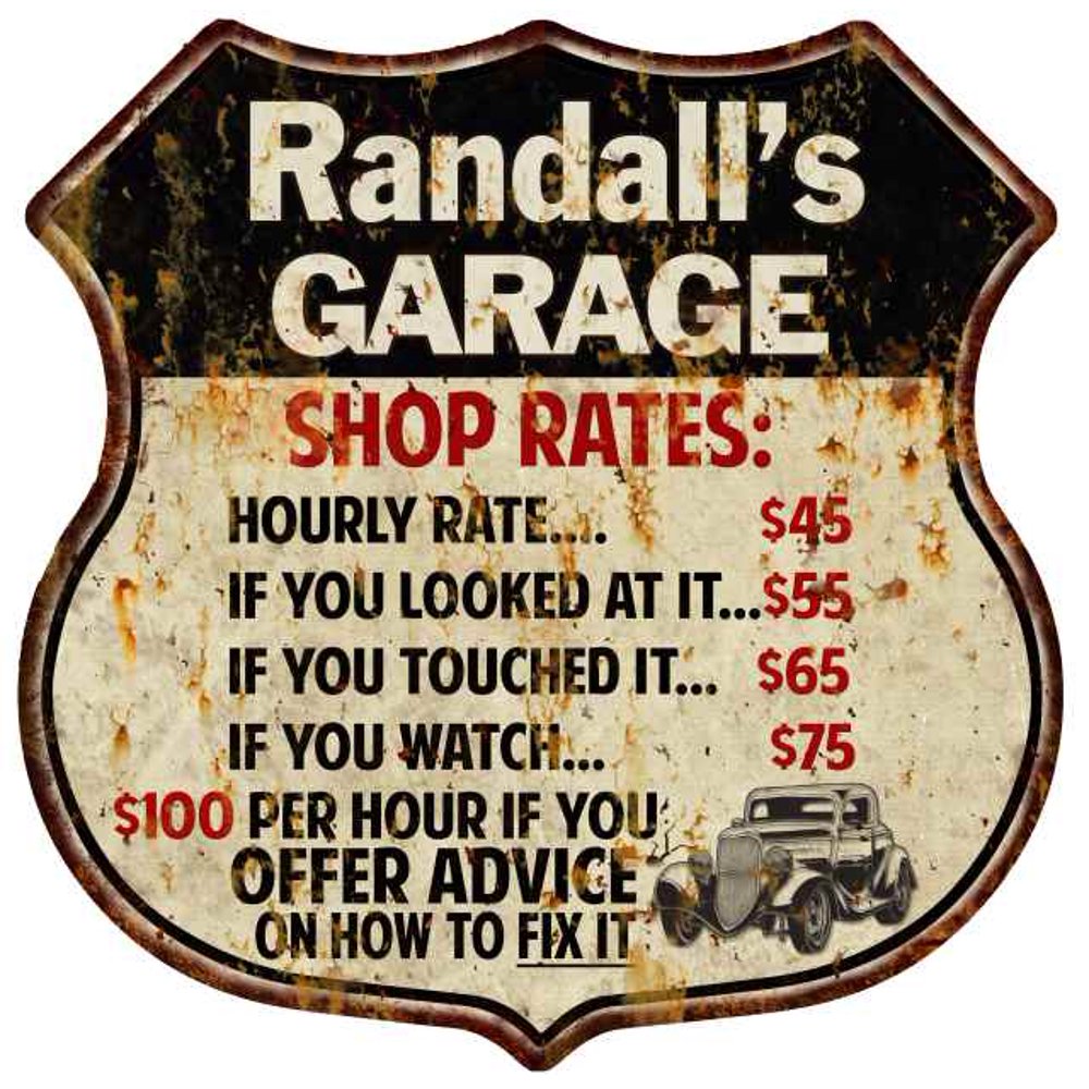 Randall's Garage Shop Rates Sign Gift 8x12 Metal Sign 211110019142