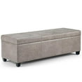 thumbnail image 2 of Avalon 48 inch Wide Contemporary Storage Ottoman Bench in Distressed Grey Taupe Vegan Leather, 2 of 12