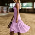 thumbnail image 4 of Dvprdro Solid Color Deep V Neck Sleeveless Maxi Dress for Women Smocked Waist Ruffle Hem Loose Fit Summer Vacation, 4 of 6