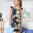 thumbnail image 4 of Fotbe Exotic Blue Cat Vestido de Dormir para Niñas de 3 a 10 Años, Mangas Cortas, Estilo Princesa, Pijama Camisón con Mangas Voladas-Large, 4 of 6
