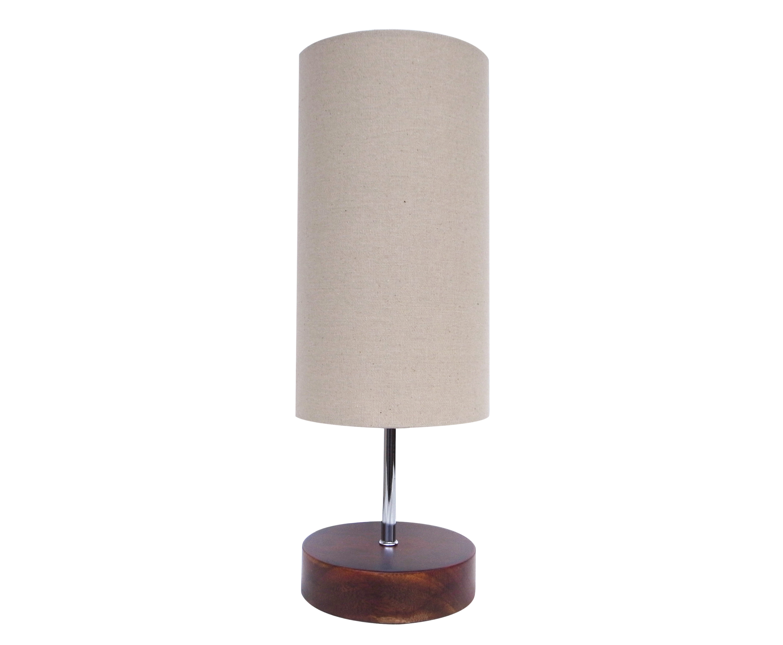 17" Classic Dark Wooden Table Lamp, Round