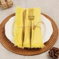 thumbnail image 2 of Ksopiavobs Handmade Cloth Napkins, Linen Cloth Napkins with Fringe, 18 x 18 Inches Set of 4 Versatile Handmade Square Rustic Fringe Napkins for Dinner, Wedding and Parties, Yellow, 2 of 5