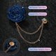 thumbnail image 2 of Pin de solapa de flor de rosa Uxcell para traje de hombre, pin de flor de tela con insignia dorada y cadena de borlas para bodas [Azul marino], 2 of 7