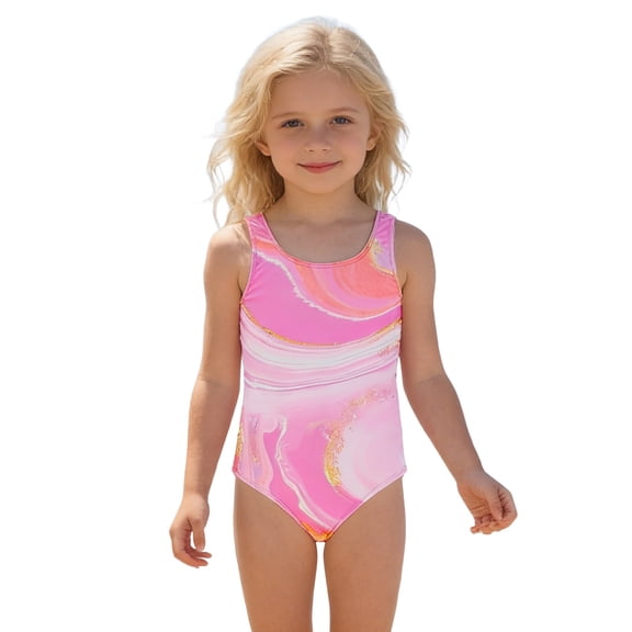 Tiijoy Girls Colorful Print One-Piece Swimsuit UPF 50 Bathing Suit Swimwear, Sizes 5-14