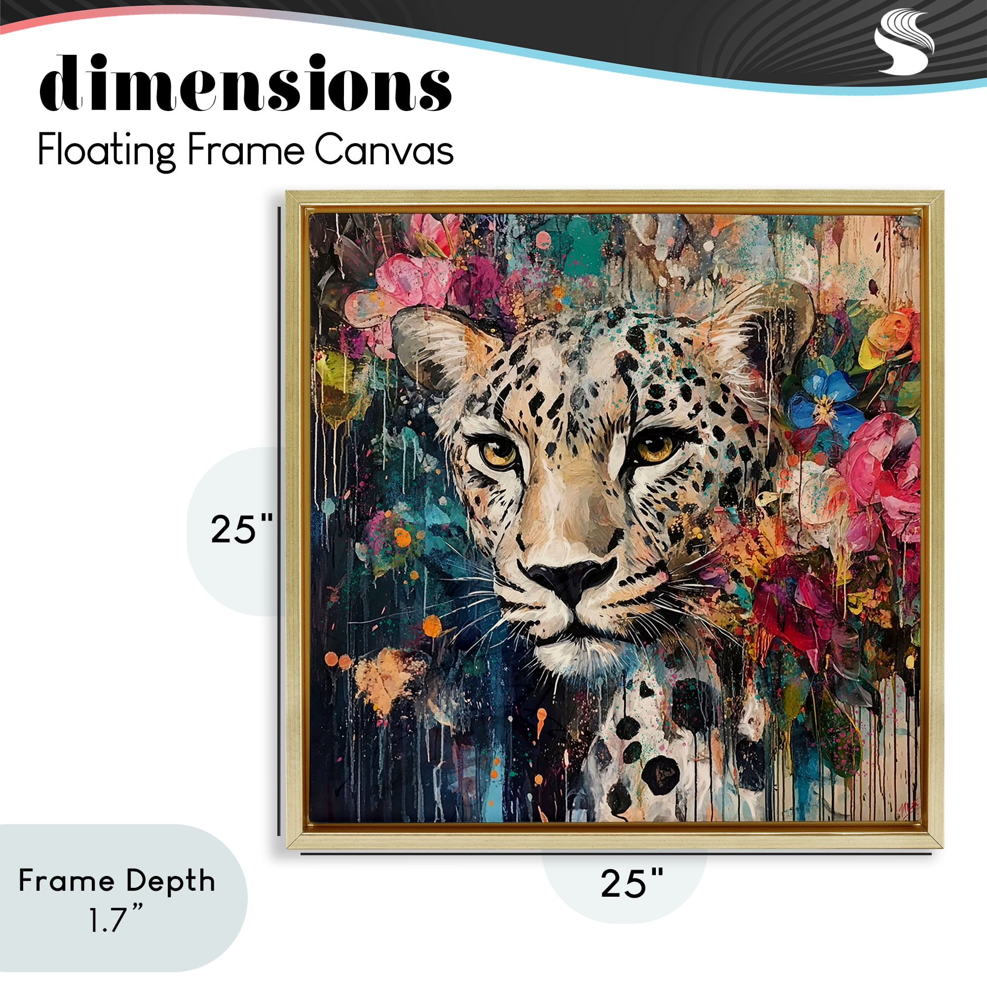 Stupell Industries Cheetah & Exotic Blooms Gold Framed Floater Canvas Wall Art, design by Marta Wiley