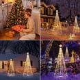 thumbnail image 3 of Brightown LED Christmas Cone Tree Light with Star Topper, 6ft 265 LED Outdoor Lightshow Christmas Tree with 8 Modes Remote, Dimmable Artificial Christmas Tree for Porch Yard Patio Indoor Decorations, 3 of 8