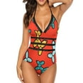 thumbnail image 2 of Balloon Animal Dogs Pattern In Red Deep V-Neck Halter One-Piece Swimsuit Ladies Monokini Beach Bathing Suits Swimwear Balloon, 2 of 5