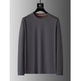 thumbnail image 3 of Camiseta de cuello redondo de color sólido de manga larga de alta gama para hombre de otoño e invierno, 3 of 5