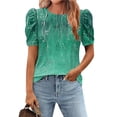 thumbnail image 2 of Tnhcen T-Shirt d'Été Ample pour Femmes à Col Rond Imprimé avec Manches Bouffantes Correctrices / Chemise Décontractée Extensible / Design Léger et Respirant / P-2TG, 2 of 7