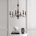 thumbnail image 3 of JONATHAN Y Oakley 25" 6-Light Mid-Century Farmhouse Iron LED Chandelier, Wood Finished/Oil Rubbed Bronze, JYL1320A, 3 of 10