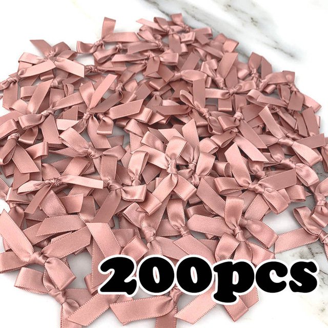 (200 unids/pack) lazos de cinta rosa fresco tamaño pequeño lazo de cinta de satén flor artesanía decoración trabajo hecho a mano decoración de fiesta DIY