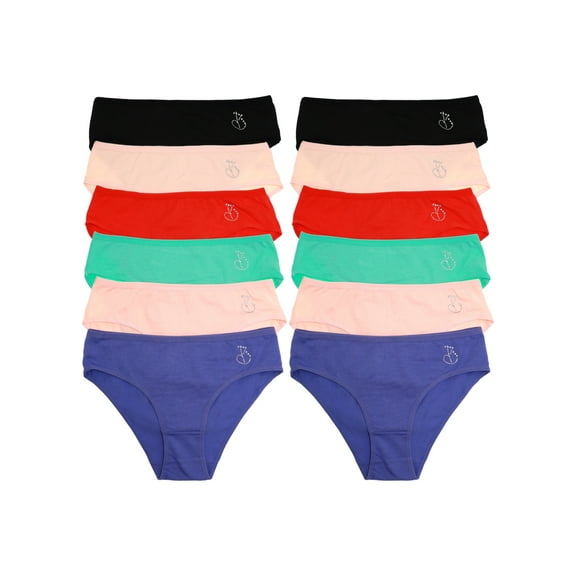 Angelina Women's Cotton Bikini Panties with Rhinestone Design (12-Pack)
