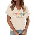 thumbnail image 1 of T-Shirts Stylés pour Femmes Manches Courtes Col en V Graphiques Polyvalents pour Usage Quotidien, 1 of 4
