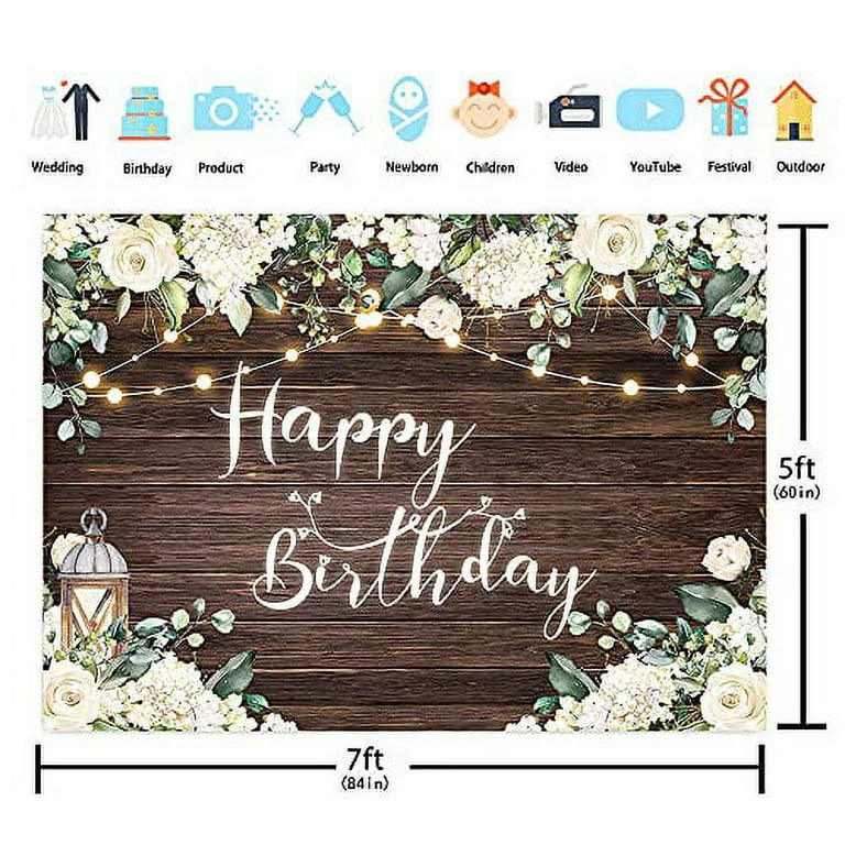 God Bless Backdrop Rustic Wood White Floral Newborn Baby Shower Photography B