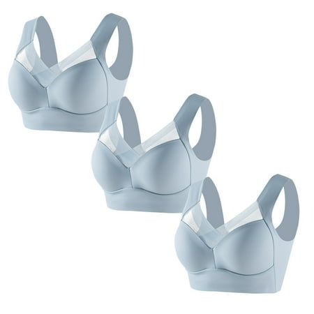 Under Wired Bras for Women Plus Size Bras for Women Front Closure 3PC Women s Large Strapless Lace Tank Top Underwear Thin Side Fold Side Gather Adjustable Bra