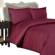 Egyptian Bedding Luxurious 300 Thread-Count, King Pillow Cases, Burgundy Stripe, Set of 2