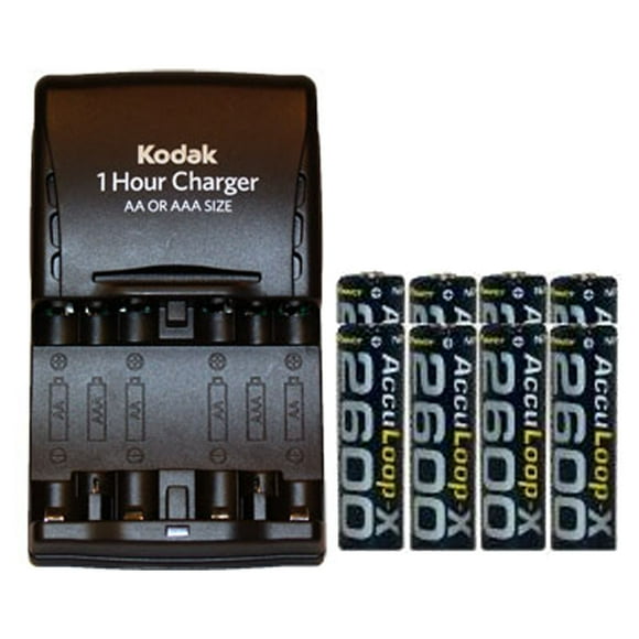 Kodak Smart Charger + 8 AA AccuLoop-X NiMH Batteries (2600 mAh)