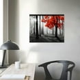 thumbnail image 4 of PIKWEEK  Wall Art Canvas Painting Red Tree in Black and White Sunshine Foggy Forest Picture Poster Print Stretched Ready to Hang for Living Room Bedroom Office Home Decor 12*16inch/16*20inch, 4 of 6